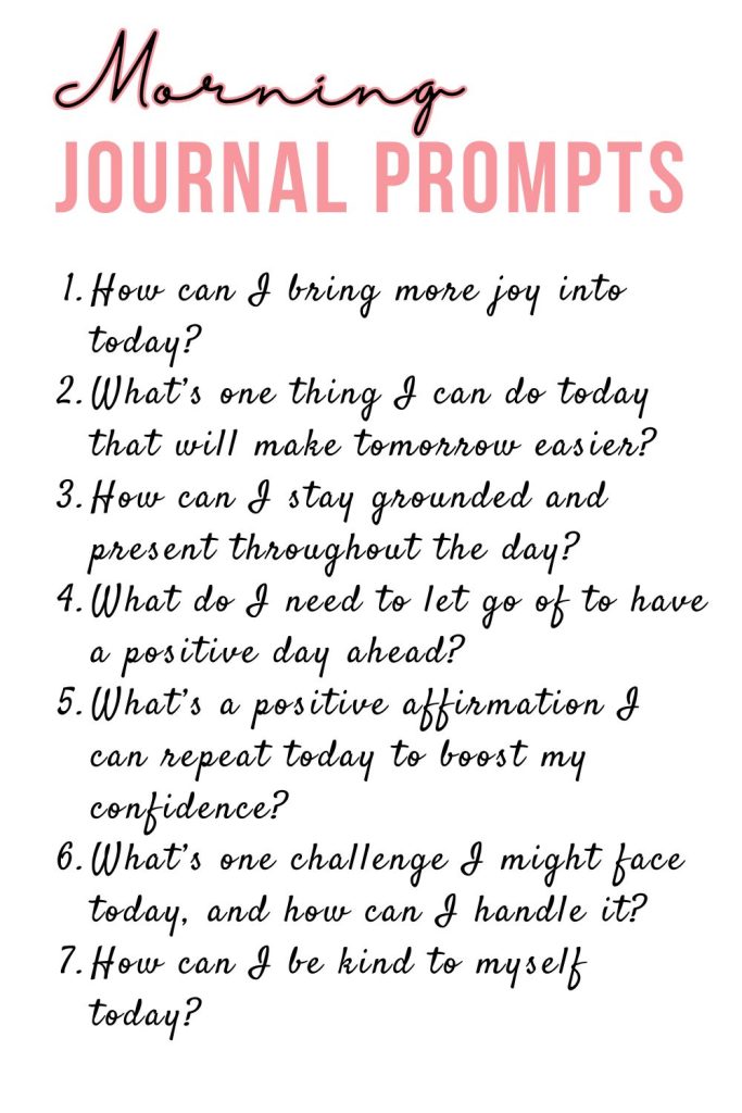 printable list of morning journal prompts