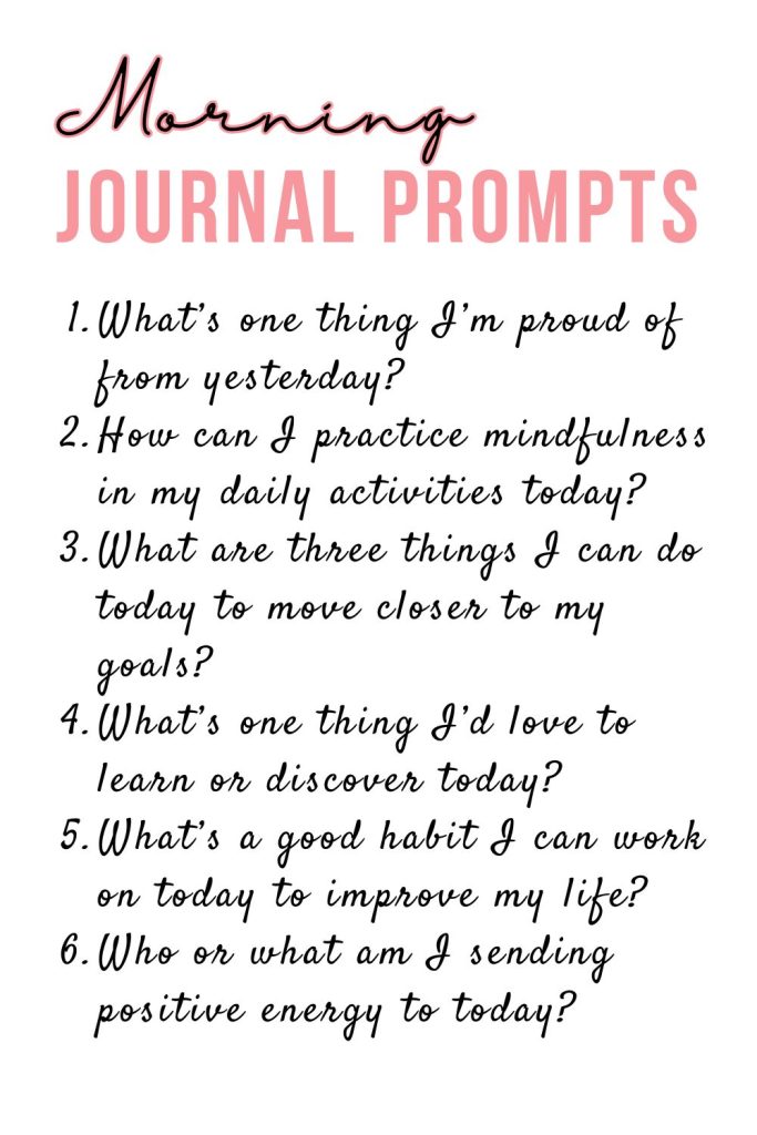 printable list of morning journal prompts
