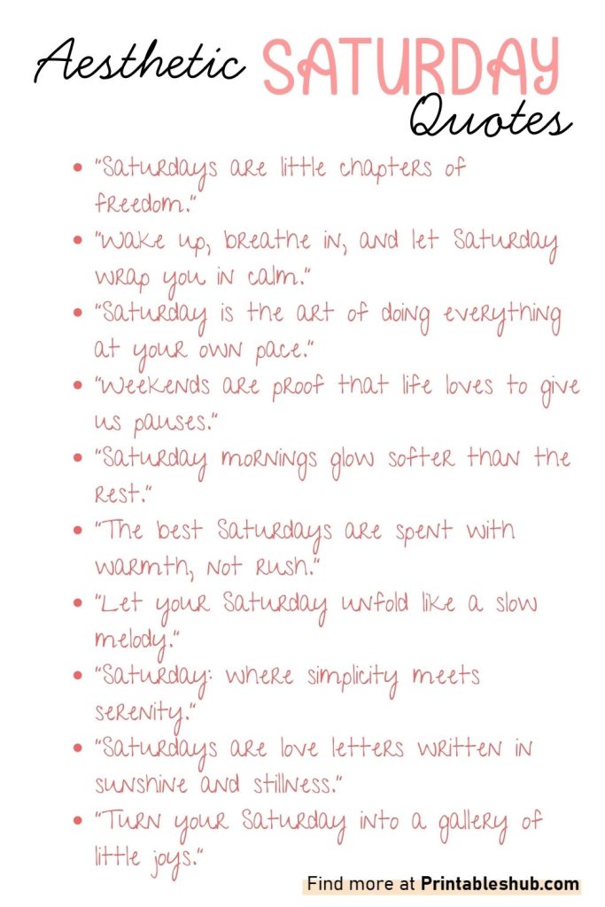 printable aesthetic saturday quotes