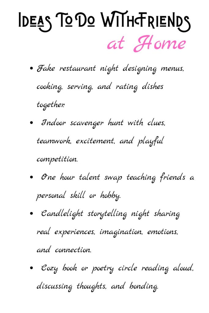 Printable List Of Ideas to Do With Friends