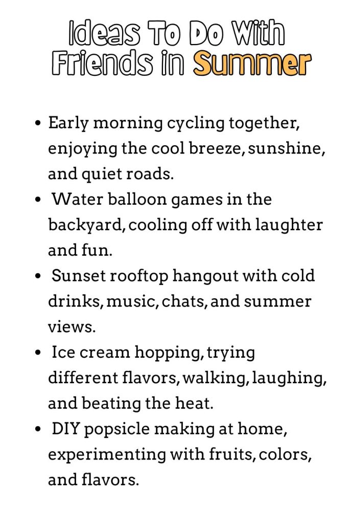 Printable List Of Ideas to Do With Friends