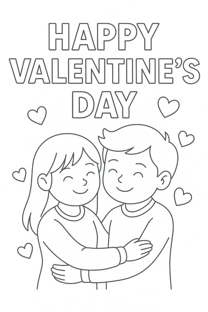 Printable Cute Valentine's Day Coloring Page