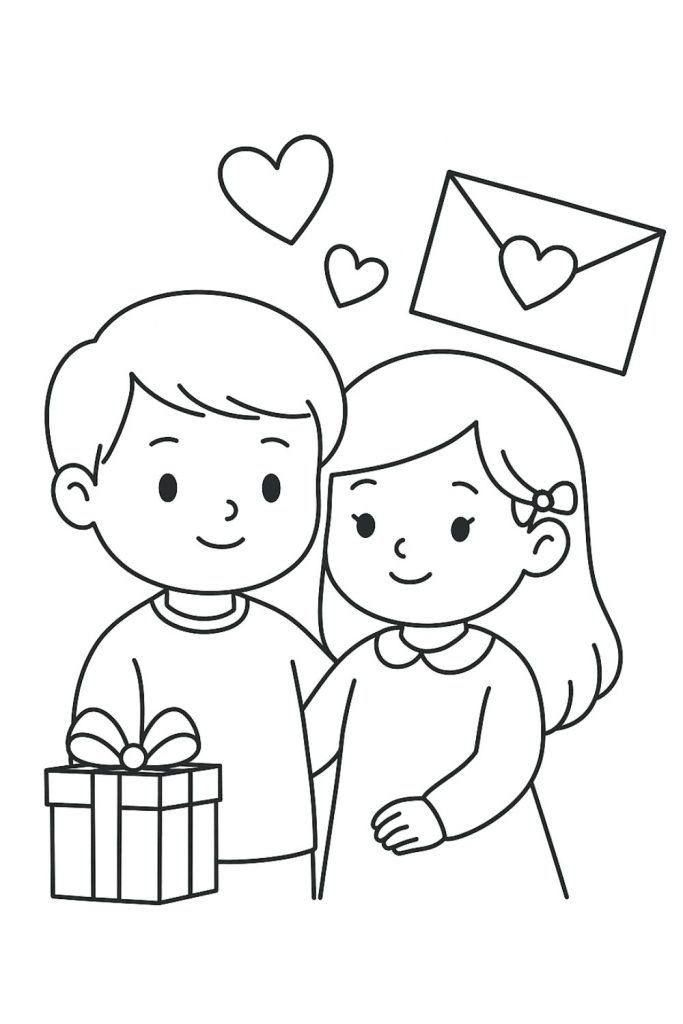 Printable Cute Valentine's Day Coloring Page