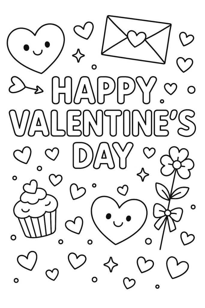 Printable Cute Valentine's Day Coloring Page