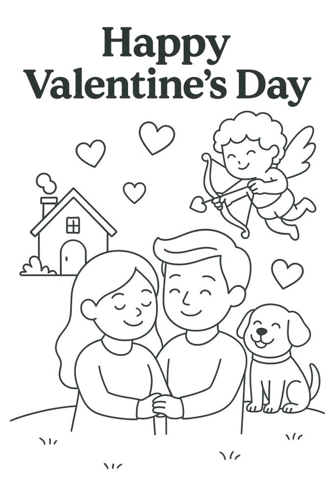 Printable Cute Valentine's Day Coloring Page