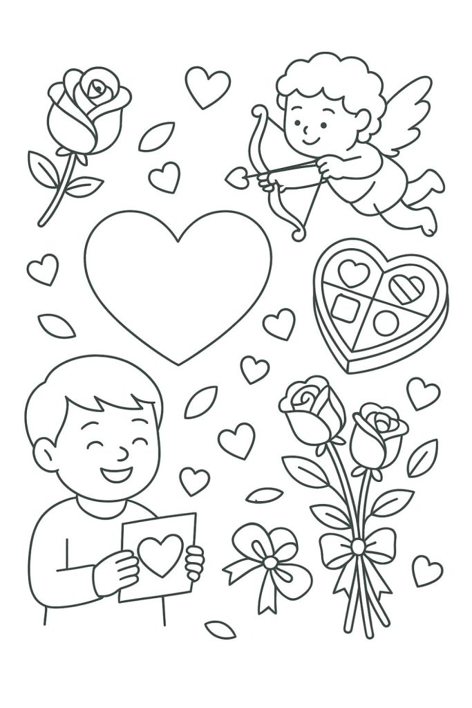 Printable Cute Valentine's Day Coloring Page