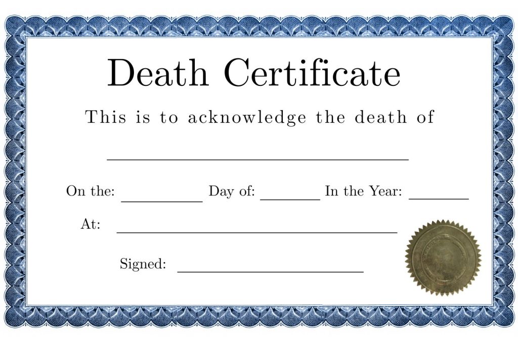 Blank Death Certificate Template