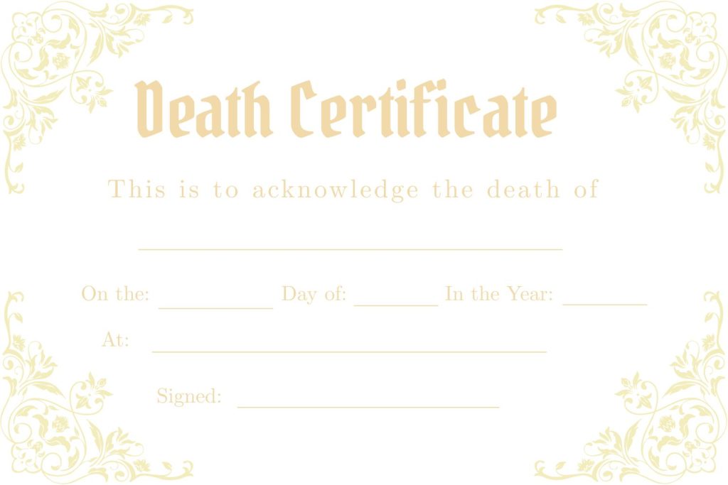 Blank Death Certificate Template