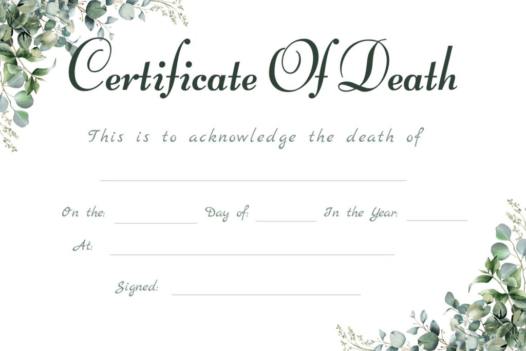 Blank Death Certificate Template