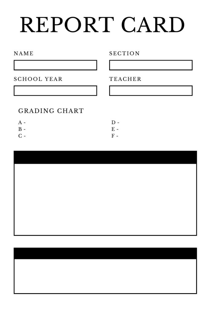 Printable School Report Card Template