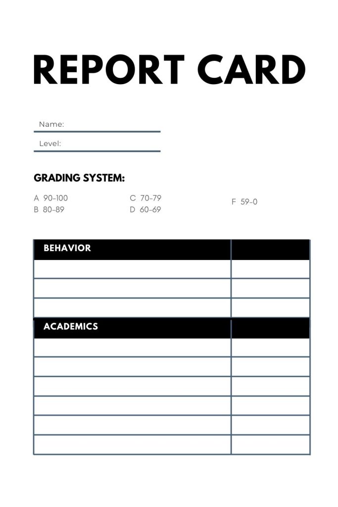 Printable School Report Card Template