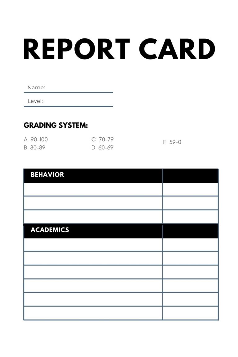 Printable School Report Card Templates - Printables Hub