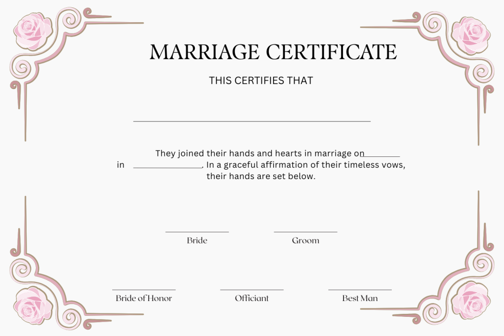 Printable Marriage Certificate Templates [PDF Included]