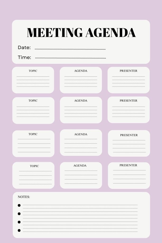 Printable Meeting Agenda Template