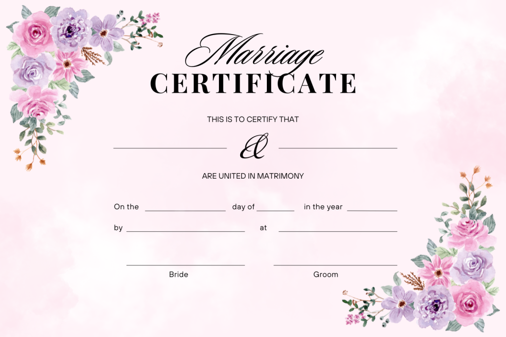 Printable Marriage Certificate Templates [PDF Included]