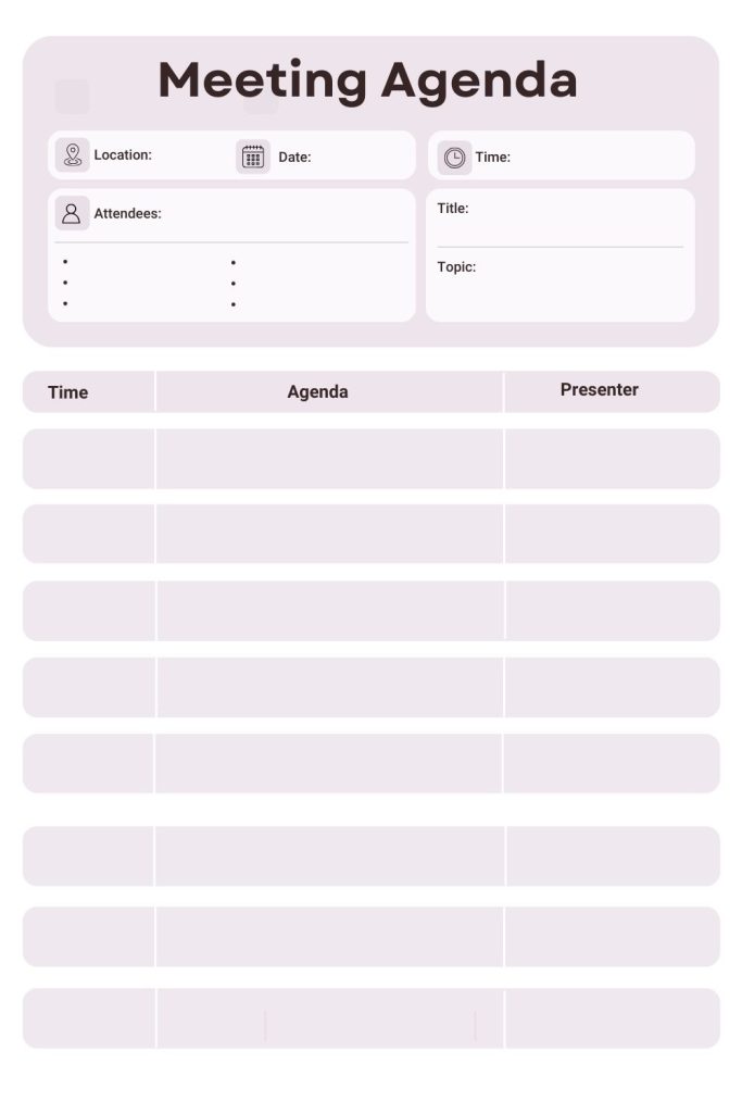 Printable Meeting Agenda Template