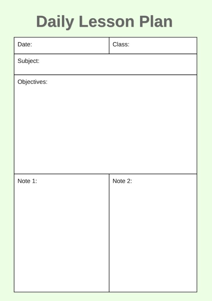 Printable Blank Lesson Plan Template