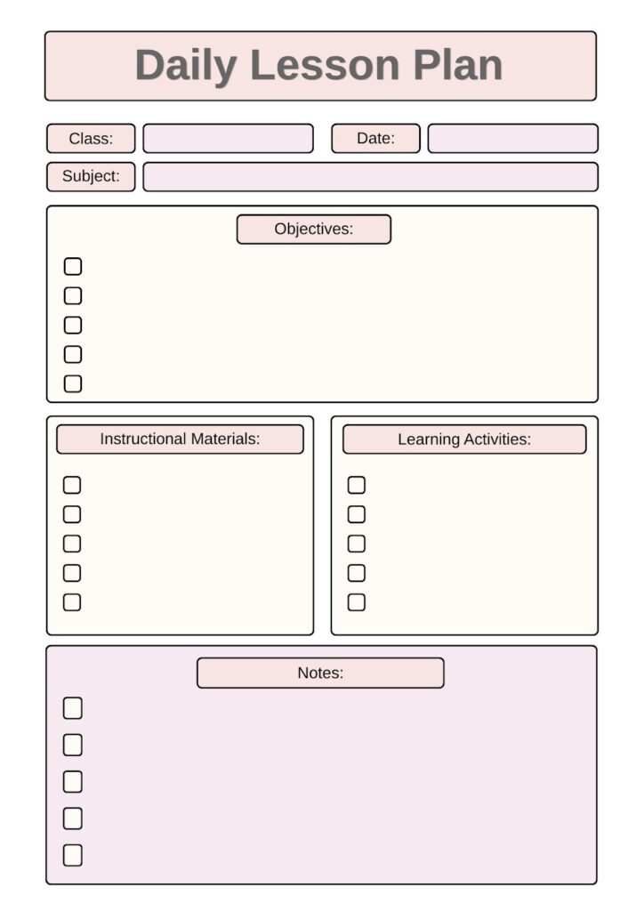 Printable Blank Lesson Plan Template
