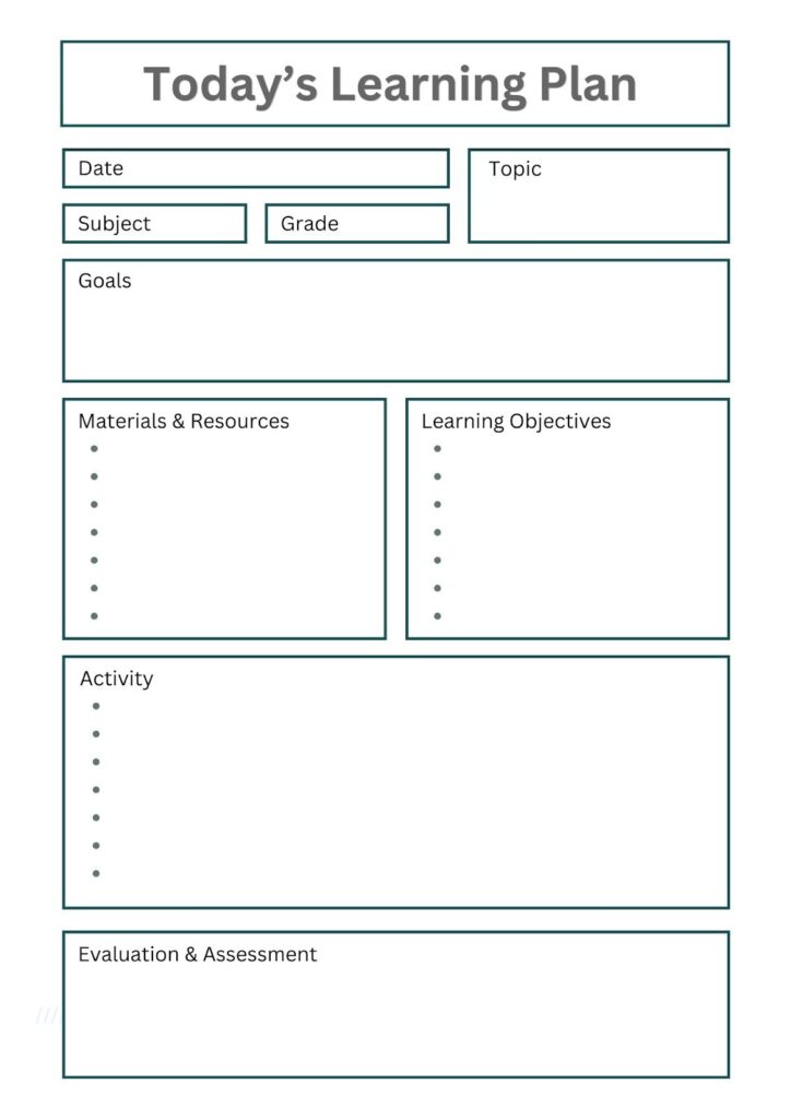Printable Blank Lesson Plan Template