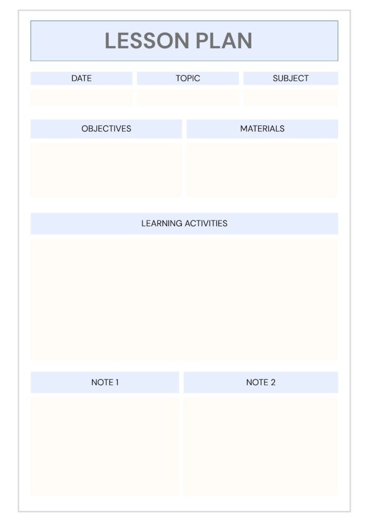 Printable Blank Lesson Plan Template