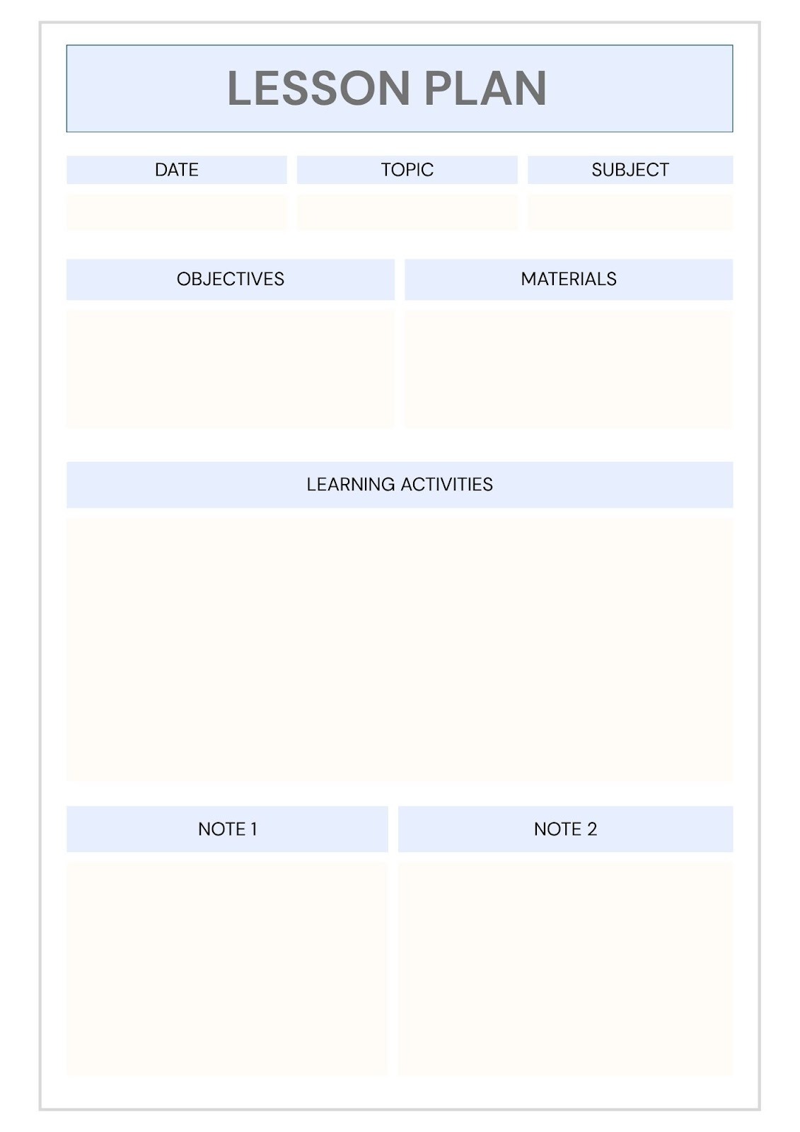 Printable Blank Lesson Plan Templates - Printables Hub