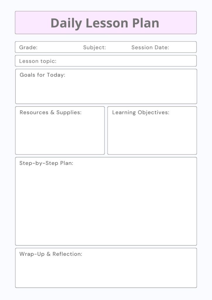 Printable Blank Lesson Plan Template