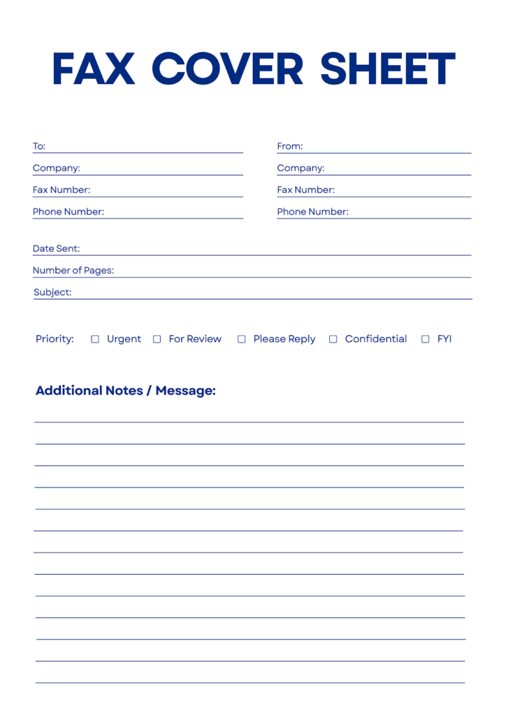 Printable Blank Fax Cover Sheet Template