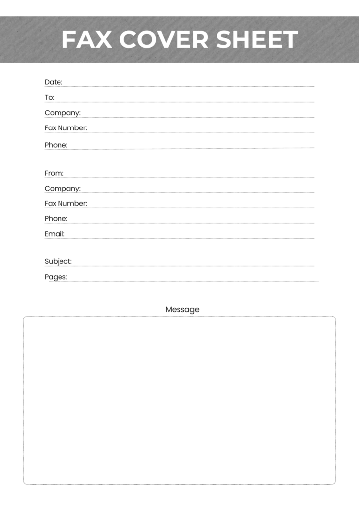 Printable Blank Fax Cover Sheet Template