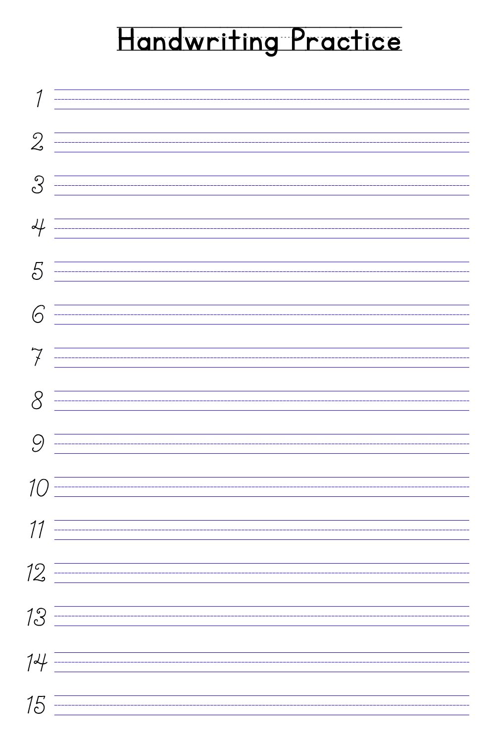 Printable Blank Handwriting Worksheets - Printables Hub