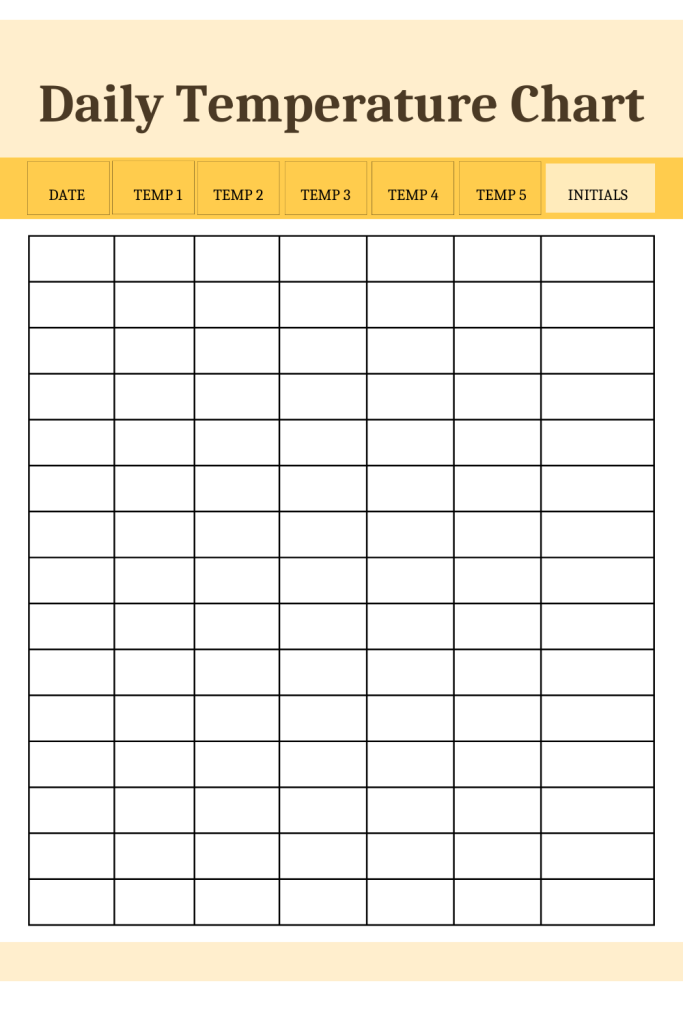 Printable Temperature Log Template