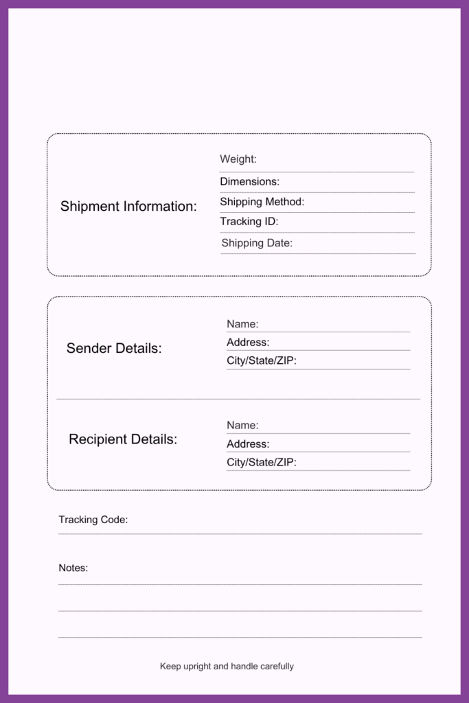 Blank Shipping Label Template