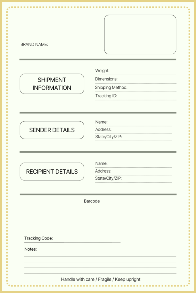 Blank Shipping Label Template