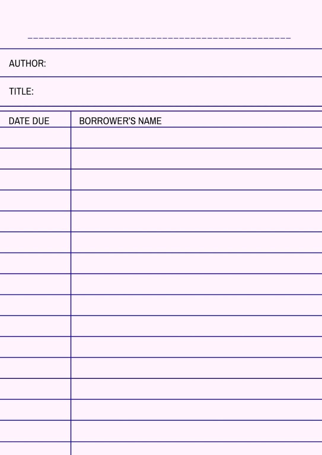 Editable Library Slip Printable Blank Library Card Templates - Printables Hub