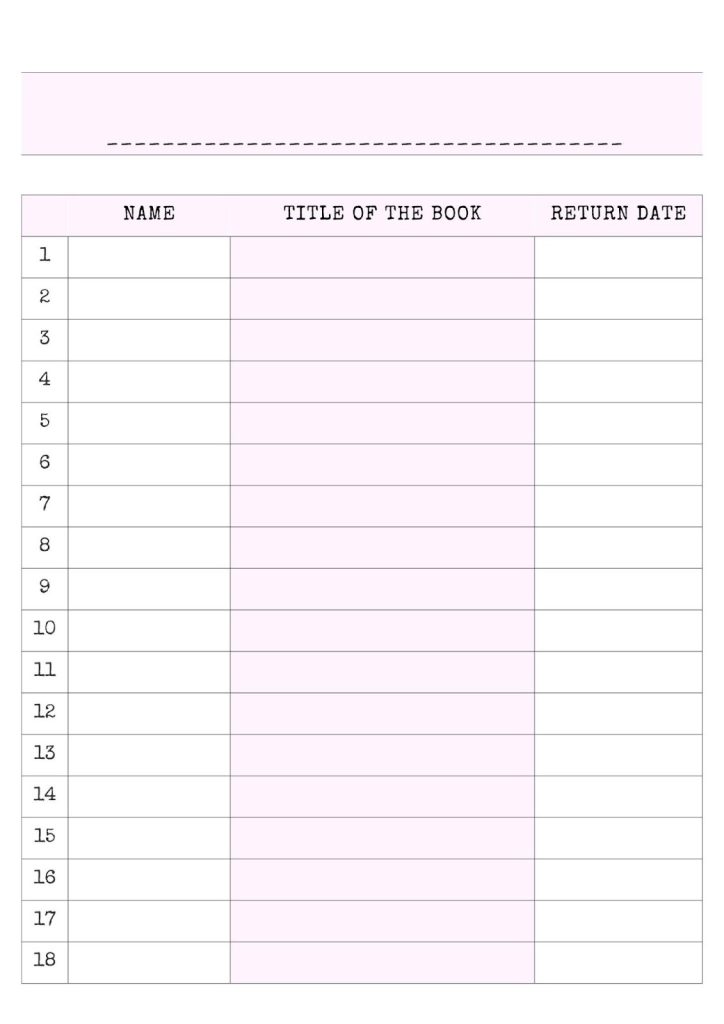 Printable Blank Library Card Template