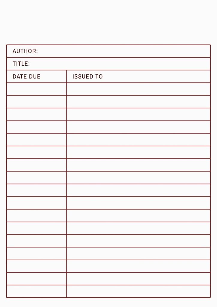 Printable Blank Library Card Template