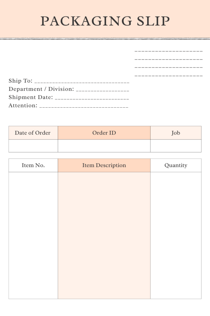 Printable Shipping Packing List Template