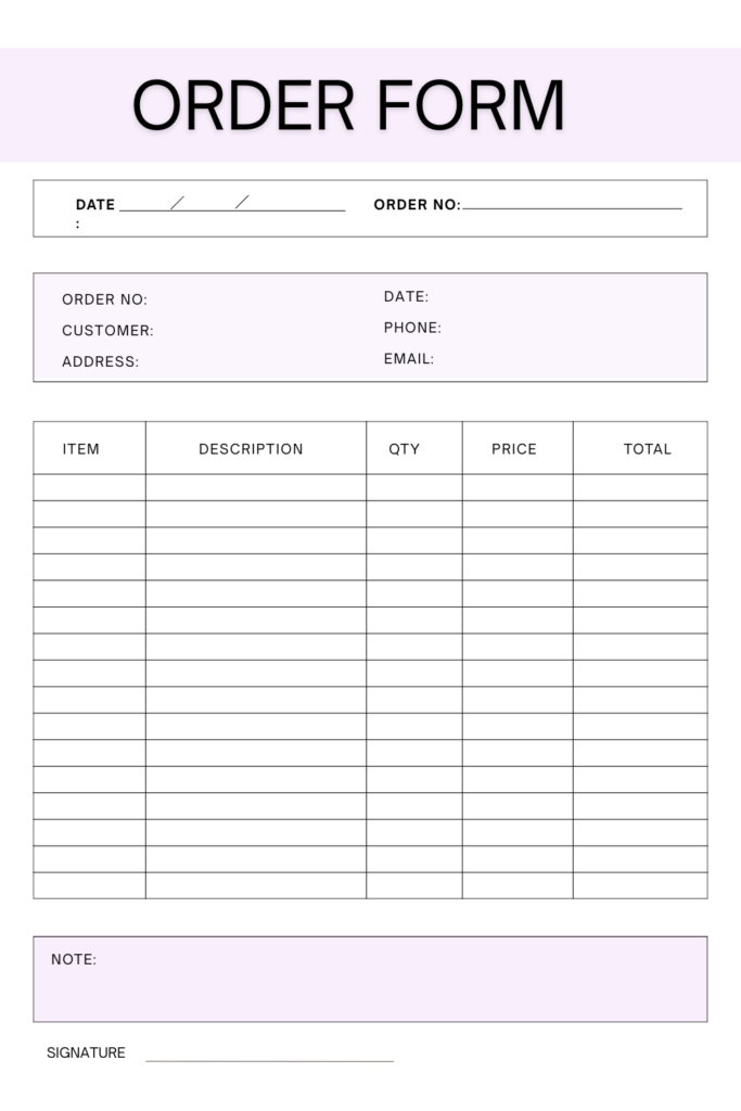 Blank Work Order Templates
