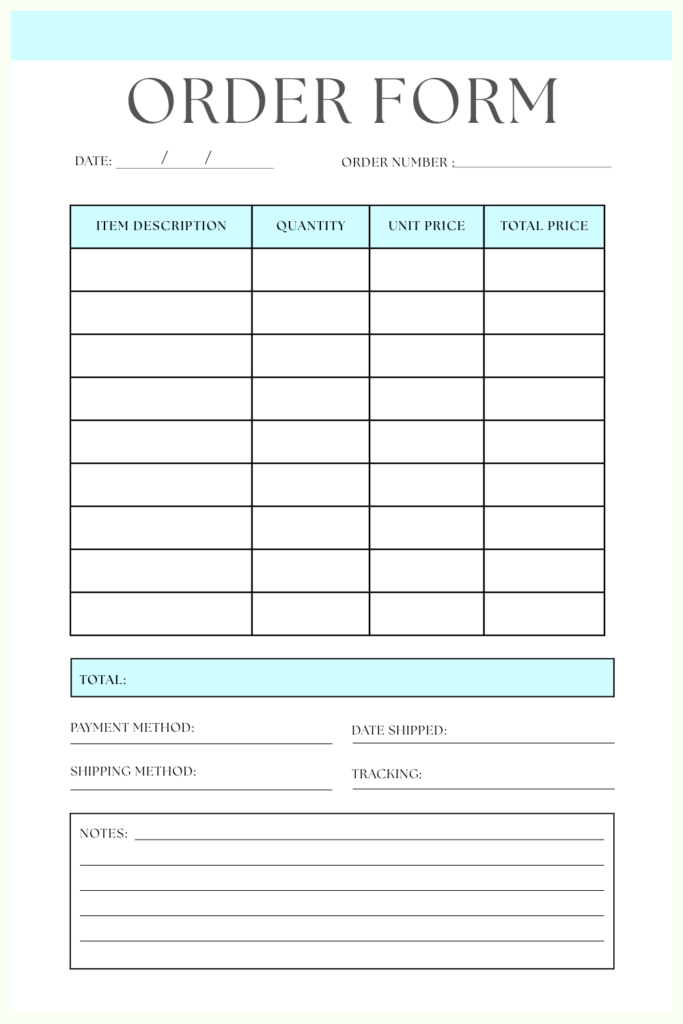 Blank Work Order Templates