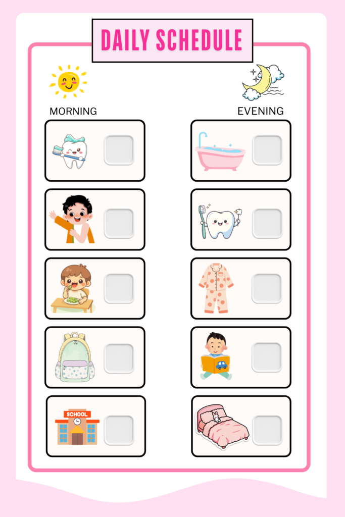 Printable Visual Schedule for Home
