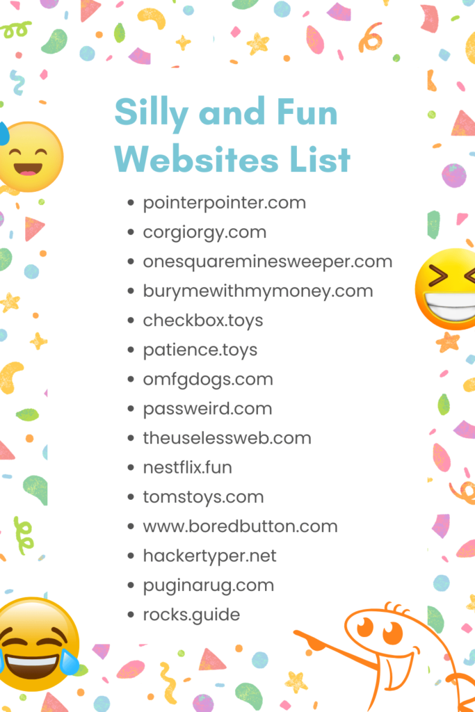 Printable Silly and Fun Websites List 