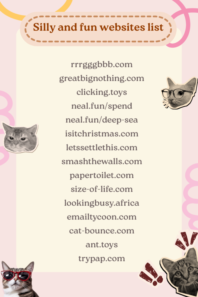Printable Silly and Fun Websites List 