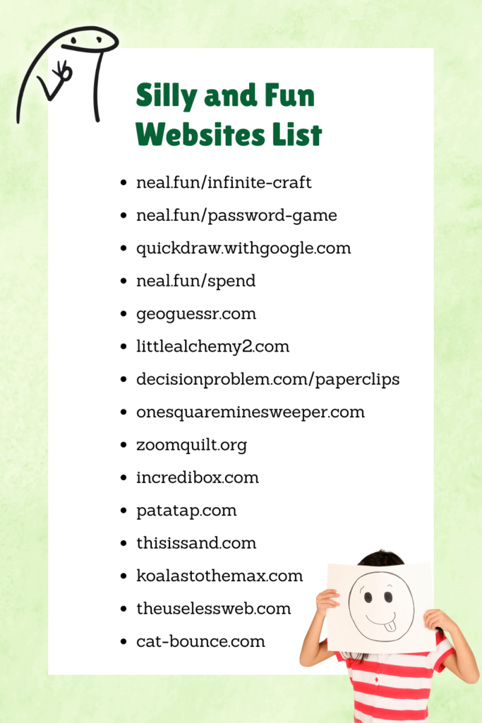 Printable Silly and Fun Websites List 