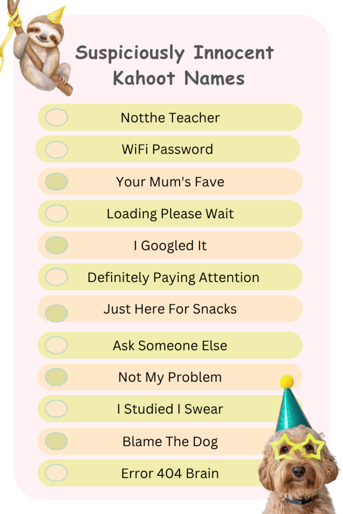 Printable Funny Kahoot Names List
