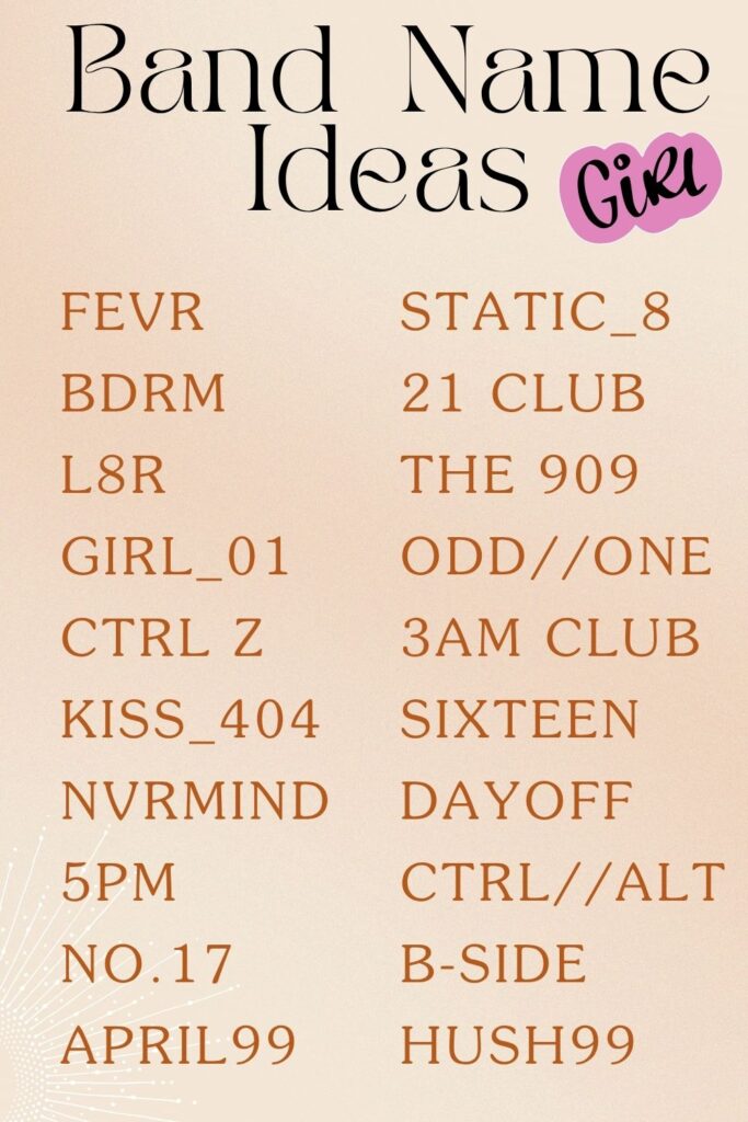 Printable Band Name Ideas
