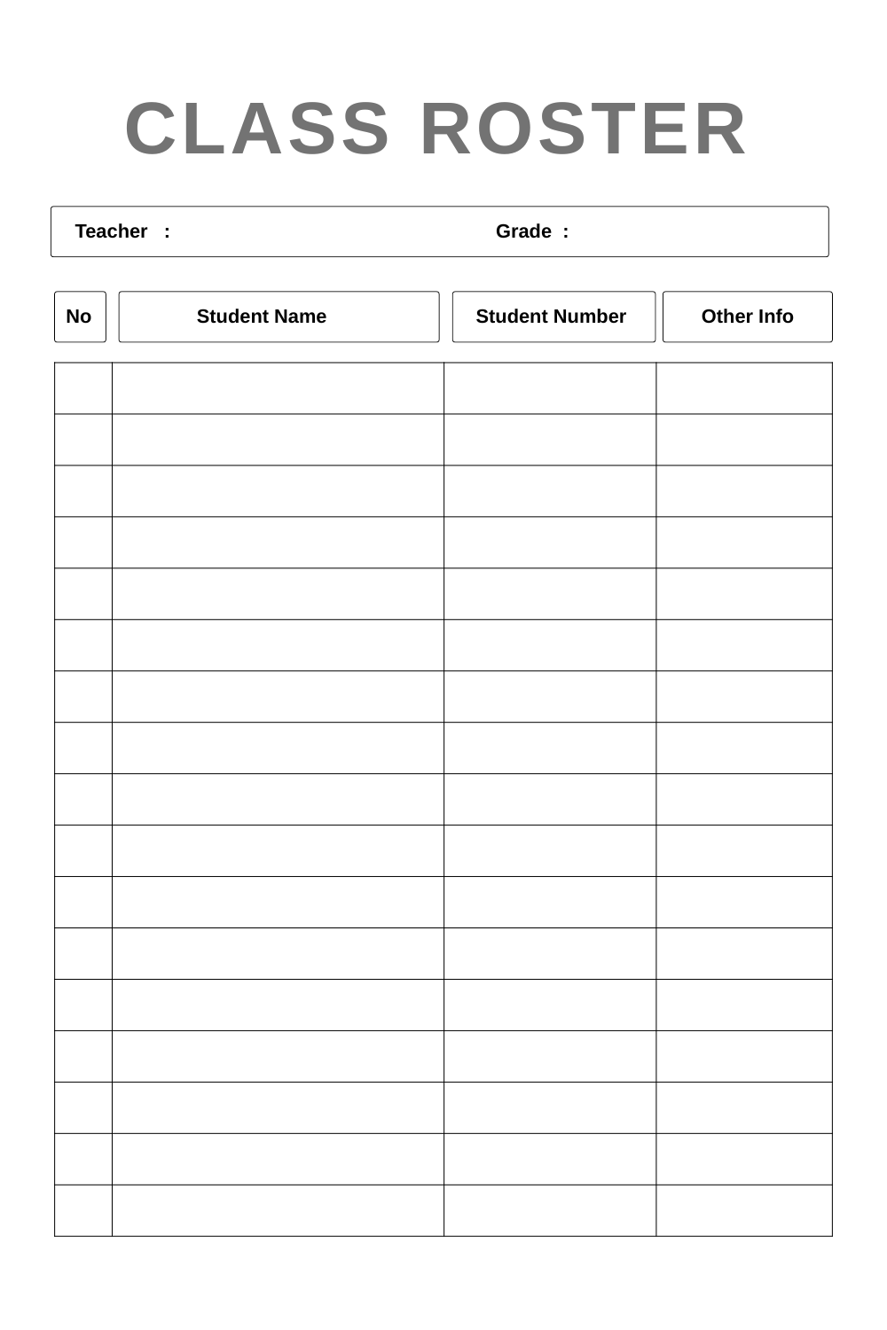 Class Roster Layout Printable Class Roster Templates - Printables Hub
