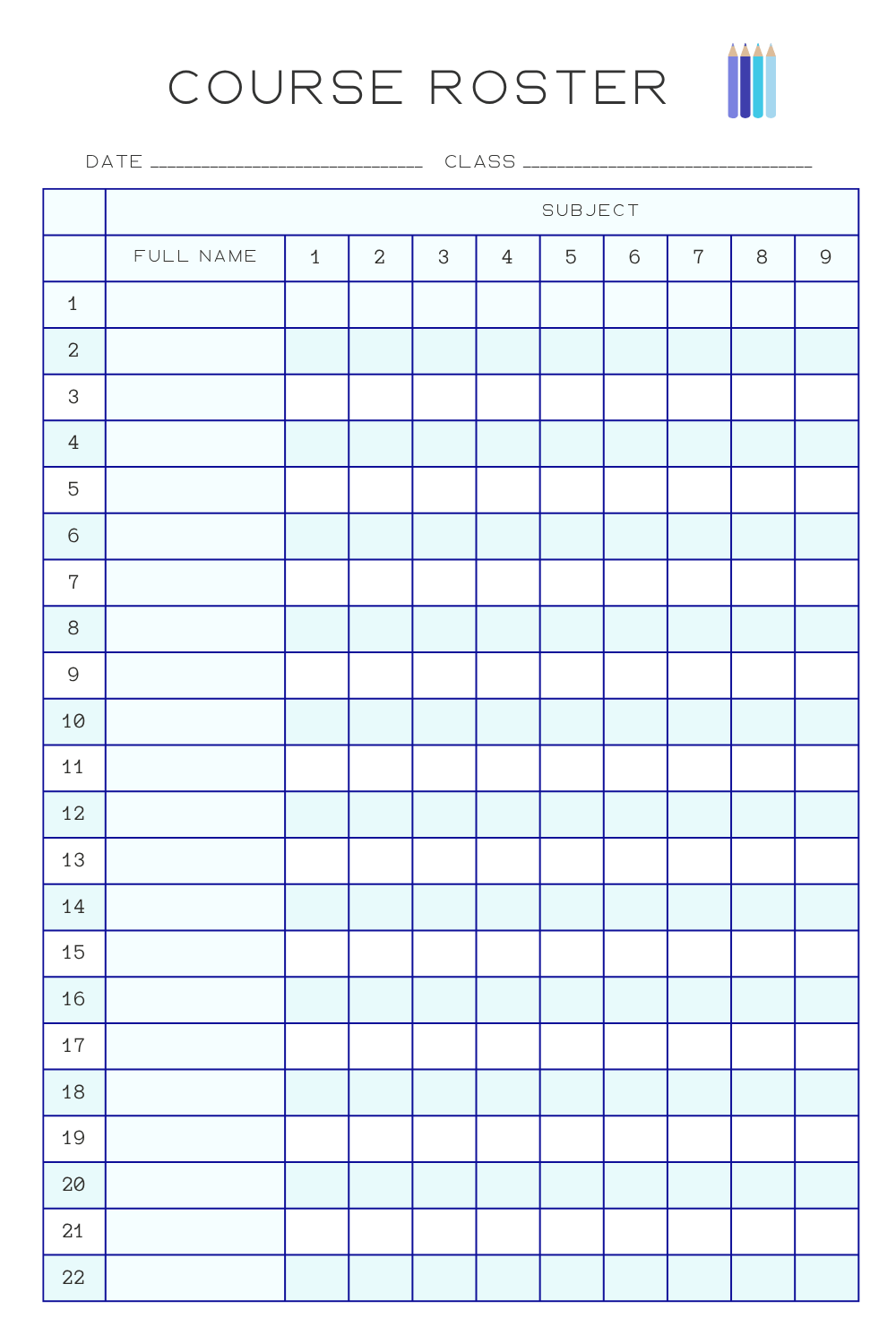 Printable Class Roster Templates - Printables Hub