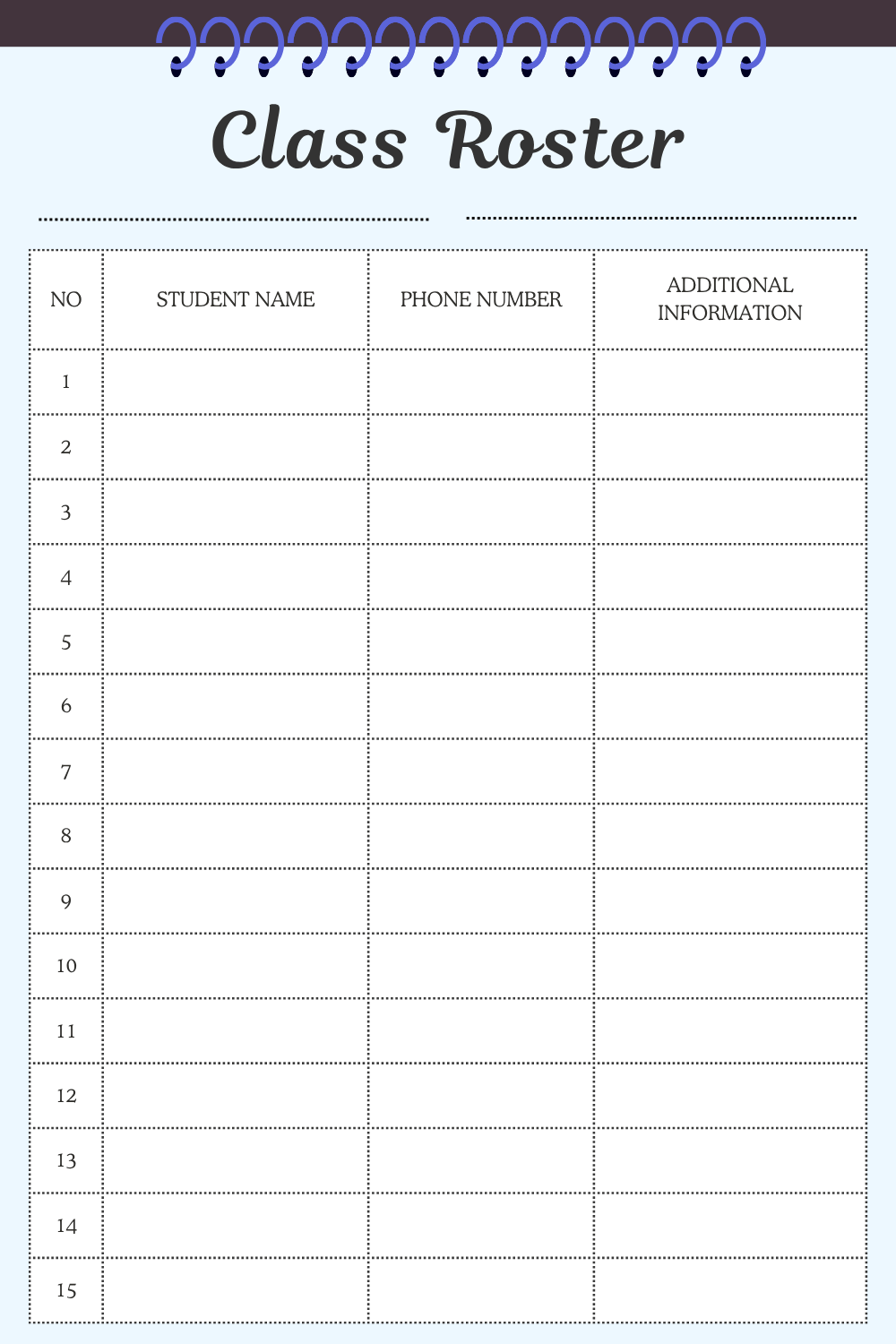 Printable Class Roster Templates - Printables Hub