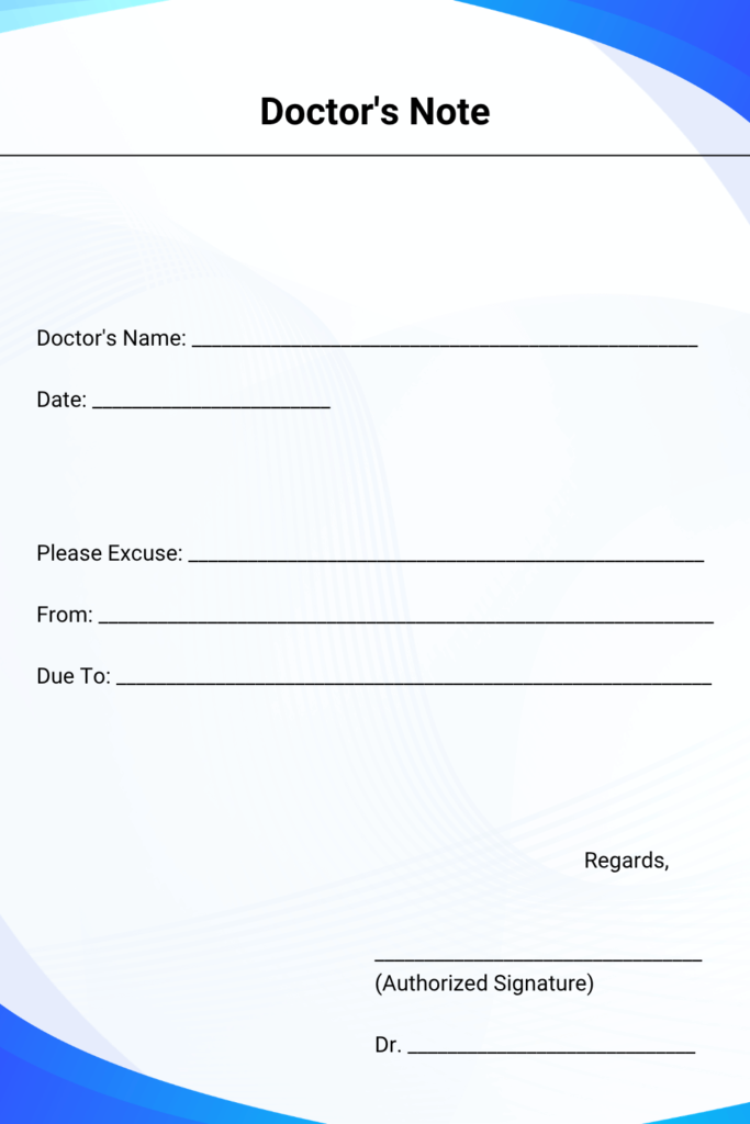 Printable Doctor's Note Template