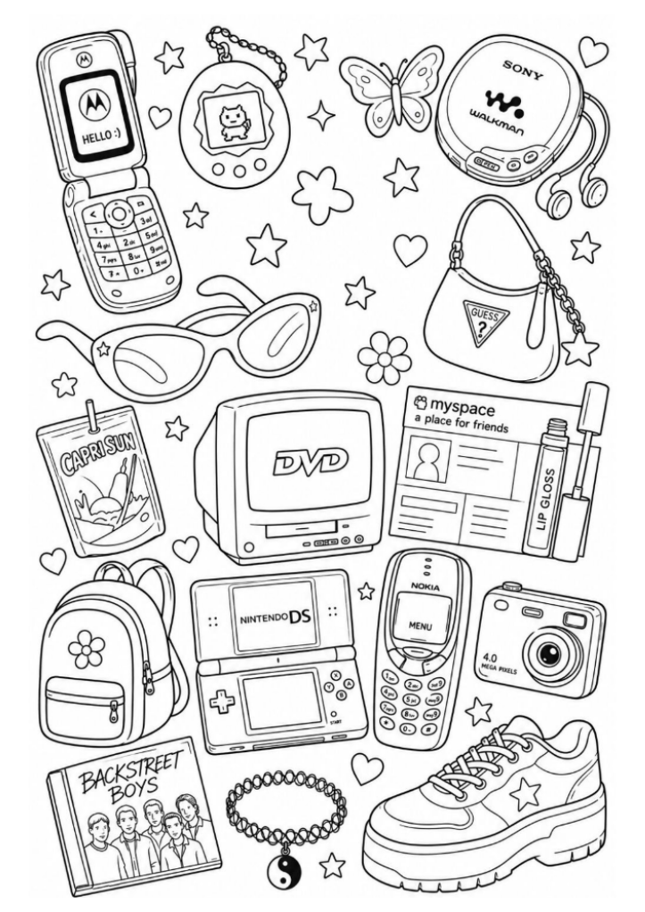 Printable 2000s Coloring Page