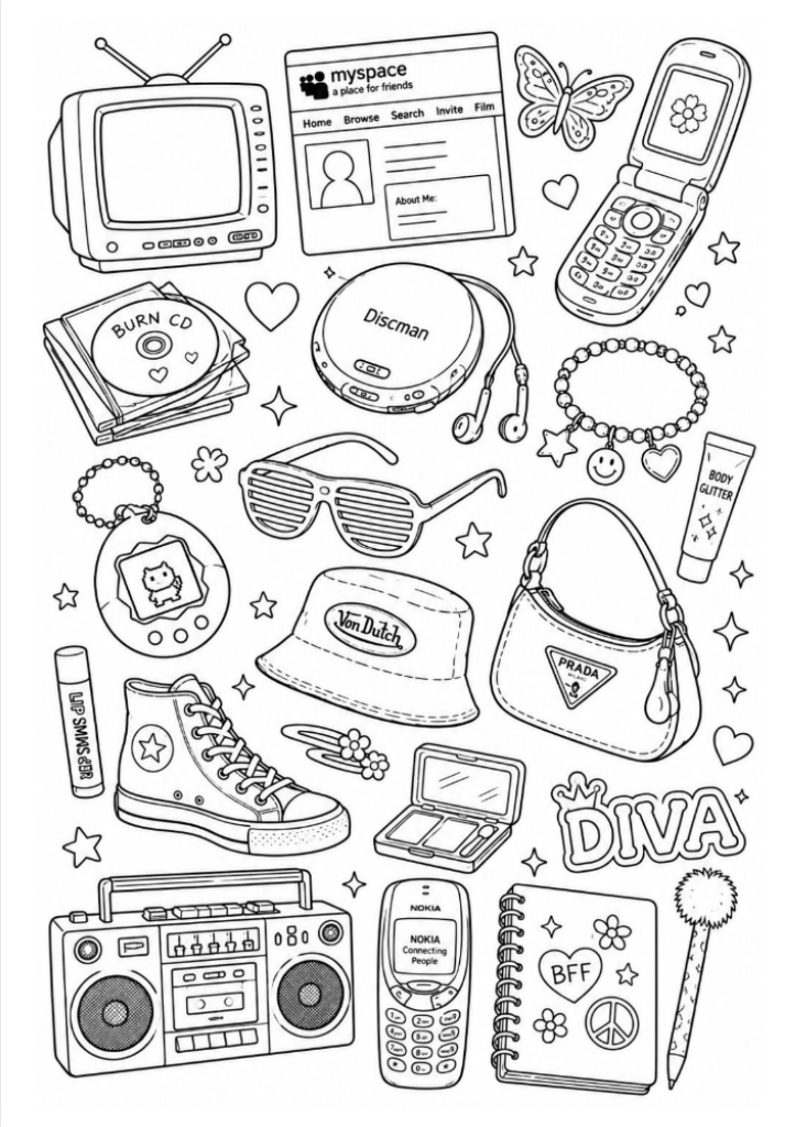 Printable 2000s Coloring Page